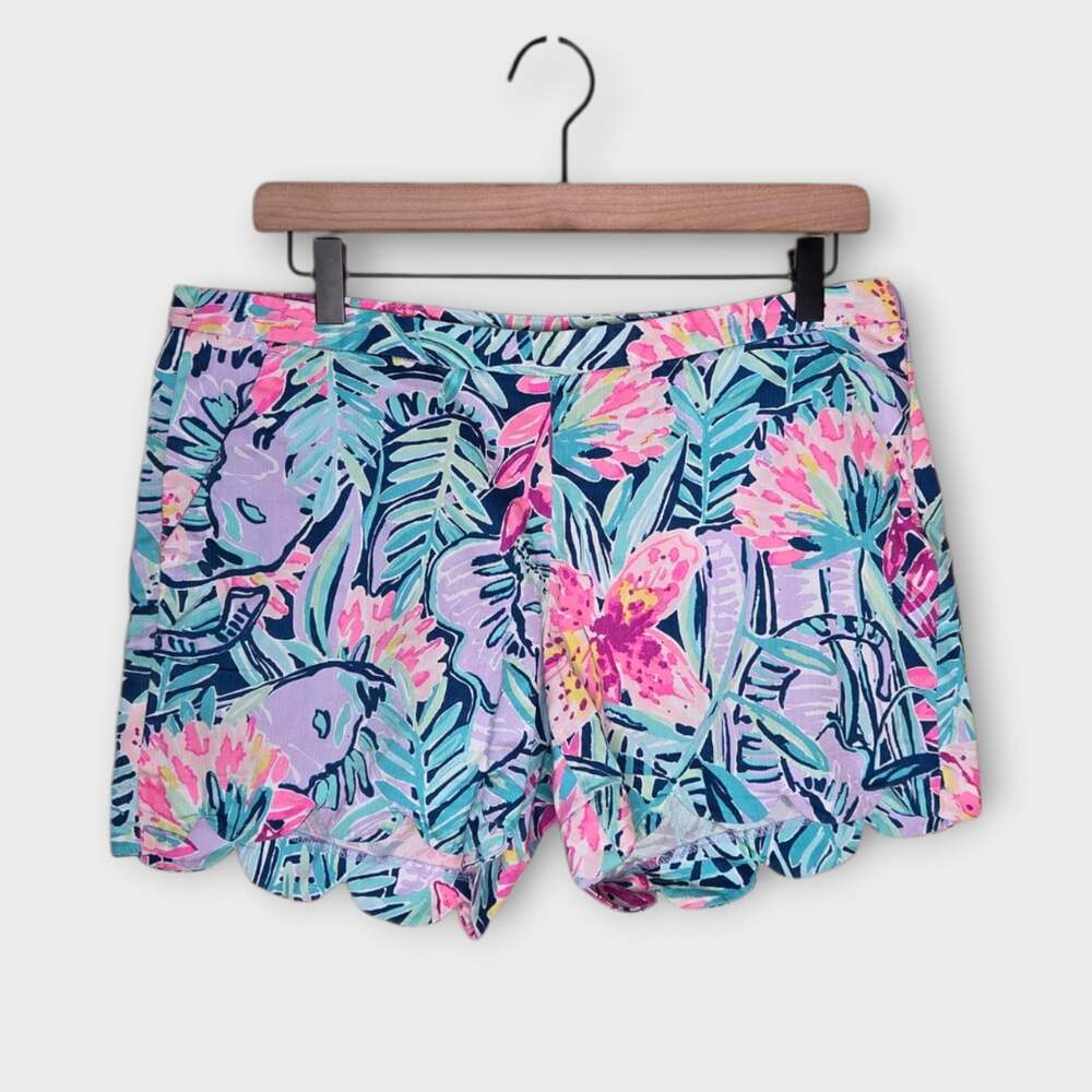 Lilly Pulitzer Magnolia Scalloped Shorts Tropical Slathouse Soiree Women's 6
